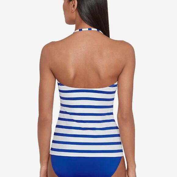 NWT Ralph Lauren Port Black White Stripe Lace Front Tankini Tankini Swim Top - Picture 3 of 10